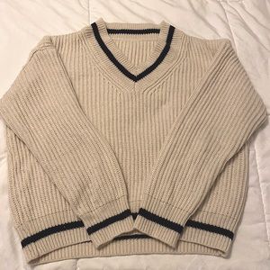 Cream v-neck sweater, size small